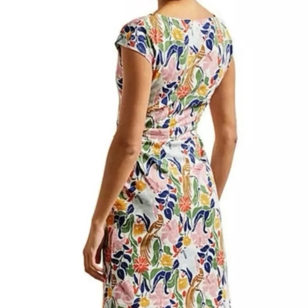 Boden Florrie Tropical Bird Floral Jersey Dress Cap Sleeve Pocket Stretch 16/18R - Picture 3 of 15